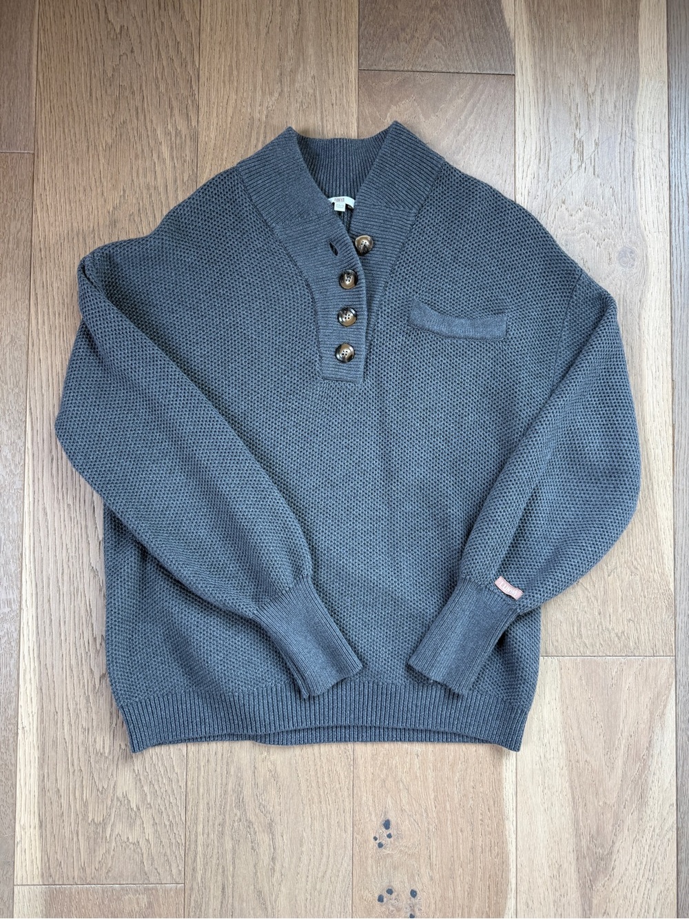lunya cottonsilk pocket henley in grey